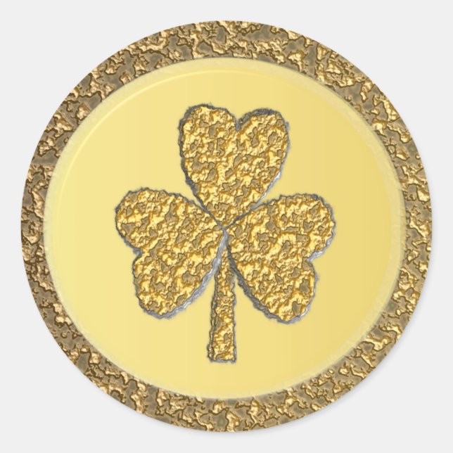 Lucky Irish Kleeblatt Gold Coin Runder Aufkleber (Vorderseite)