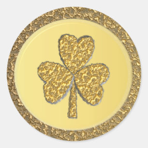 Lucky Irish Kleeblatt Gold Coin Runder Aufkleber