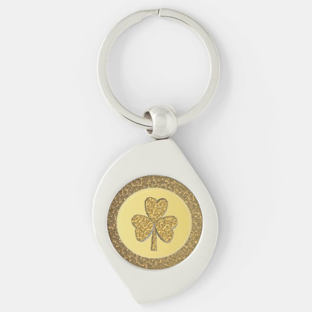 Lucky Irish Kleeblatt Gold Coin Schlüsselanhänger (Vorderseite)