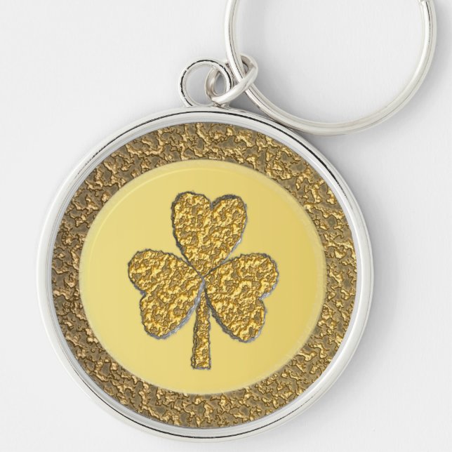 Lucky Irish Kleeblatt Gold Coin Schlüsselanhänger (Vorne)