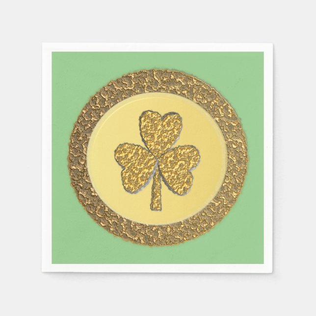 Lucky Irish Kleeblatt Gold Coin Serviette (Vorderseite)