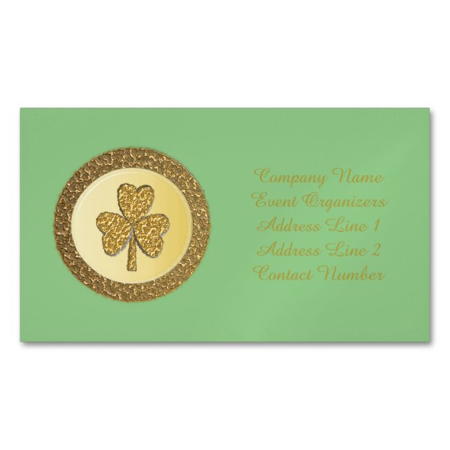 Lucky Irish Kleeblatt Gold Counter Custom Magnetische Visitenkarte (Vorderseite)
