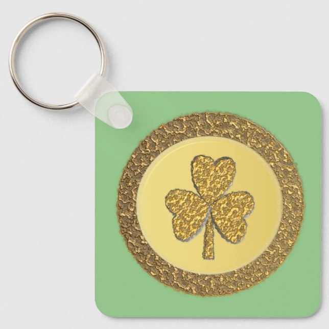 Lucky Irish Kleeblatt Gold Counter Custom Schlüsselanhänger (Vorderseite)