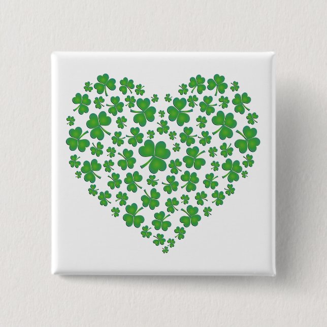 Lucky Irish Kleeblatt Heart Button (Vorderseite)
