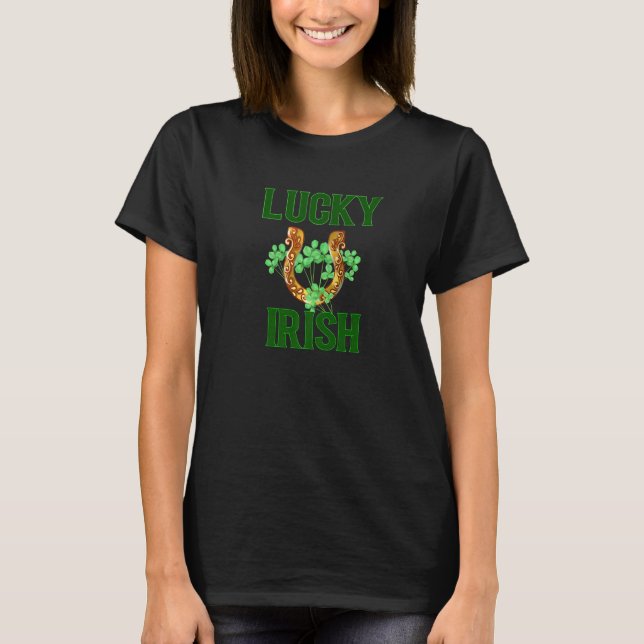 Lucky Irish Kleeblatt Horse Shoe T-Shirt (Vorderseite)