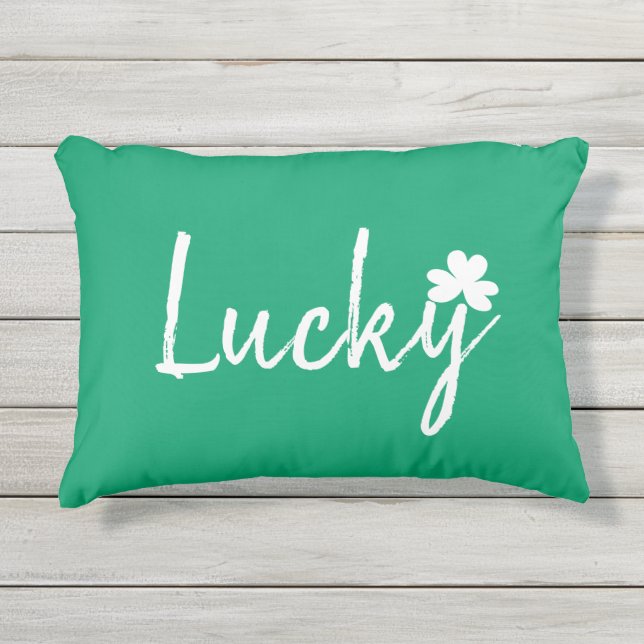 Lucky Irish Kleeblatt St Patricks Day Kissen Für Draußen (Vorderseite)