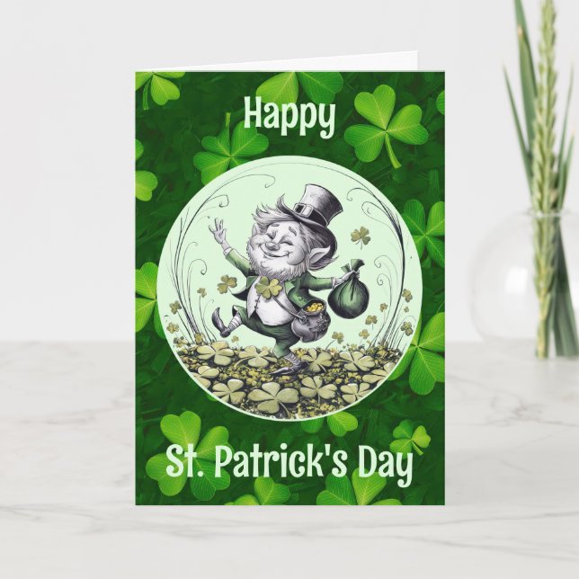 Lucky Irish Leprechaun Karte (Vorderseite)