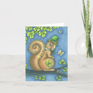 LUCKY IRISH LEPRECHAUN SQUIRREL NOTE CARD Blank Karte