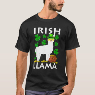 Lucky Irish Llama Kleeblatt St Patrick Day Animal  T-Shirt