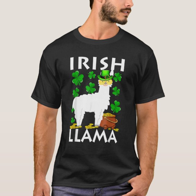 Lucky Irish Llama Kleeblatt St Patrick Day Animal  T-Shirt (Vorderseite)