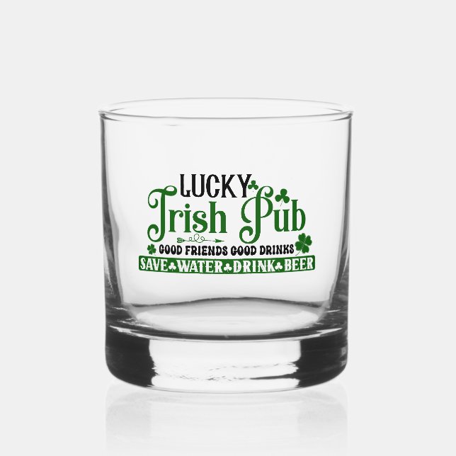 Lucky Irish Pub Klee St. Patricks Day Whiskyglas (Vorderseite)