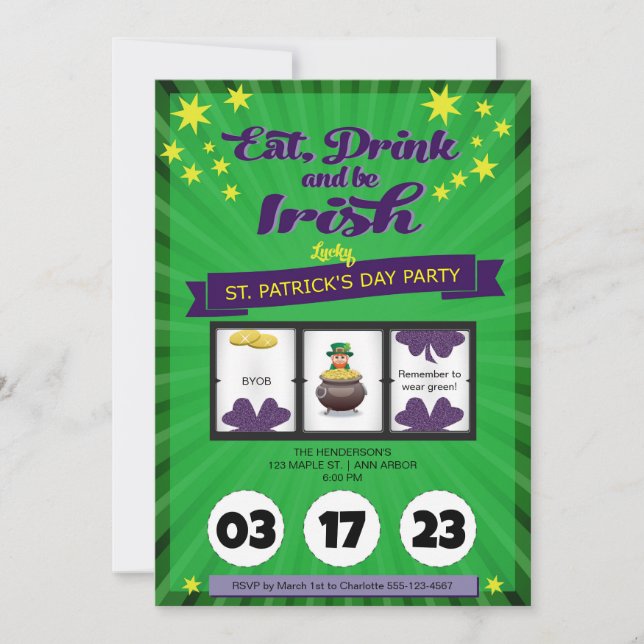 Lucky Irish St. Patrick's Day Party Einladung (Vorderseite)