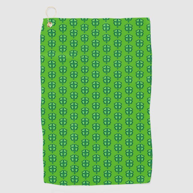 Lucky Irish vierblättriges Kleeblatt Kleeblatts Golfhandtuch (Vorderseite)
