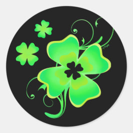 Lucky Irish Vierblättriges Kleeblatt Runder Aufkleber