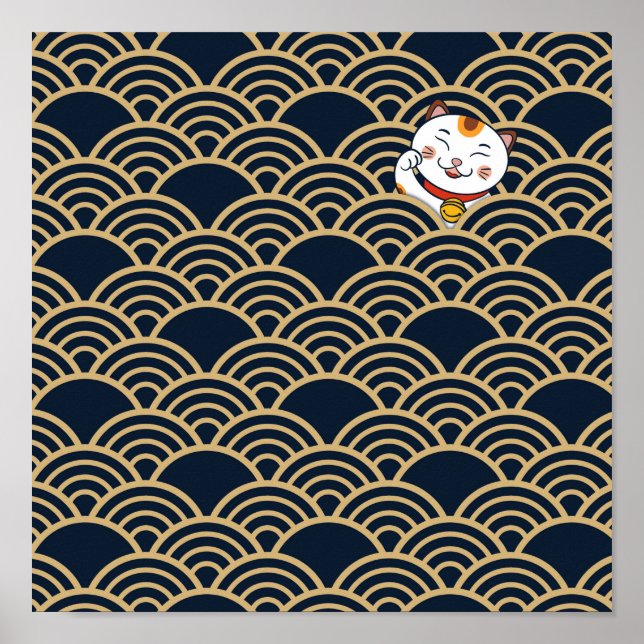 Lucky Japanisch Calico Cat | Maneki Neko Poster (Vorne)