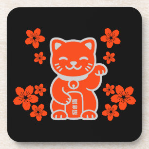Lucky Japanisch Maneki-neko Getränkeuntersetzer