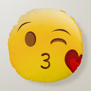 Lucky Kiss Emoji Rundes Kissen
