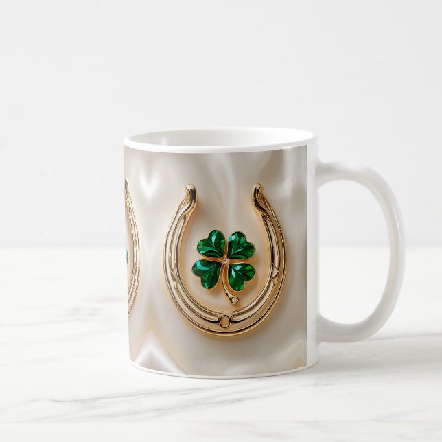 Lucky Klee mit Gold Horseshoe Kaffeetasse (Rechts)