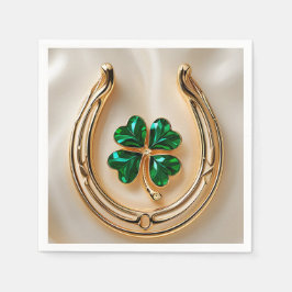 Lucky Klee mit Gold Horseshoe Serviette