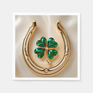 Lucky Klee mit Gold Horseshoe Serviette