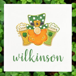 Lucky Kleeblatt Beers Leprechaun St Patrick's Name Serviette