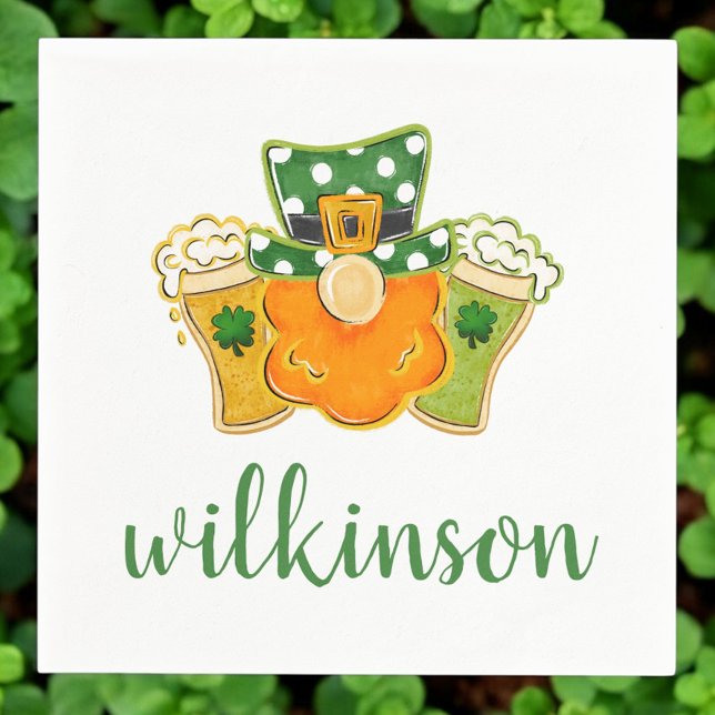 Lucky Kleeblatt Beers Leprechaun St Patrick's Name Serviette (Von Creator hochgeladen)