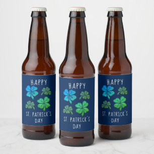 Lucky Kleeblatt Clover Happy St Patrick`s Day Bierflaschenetikett