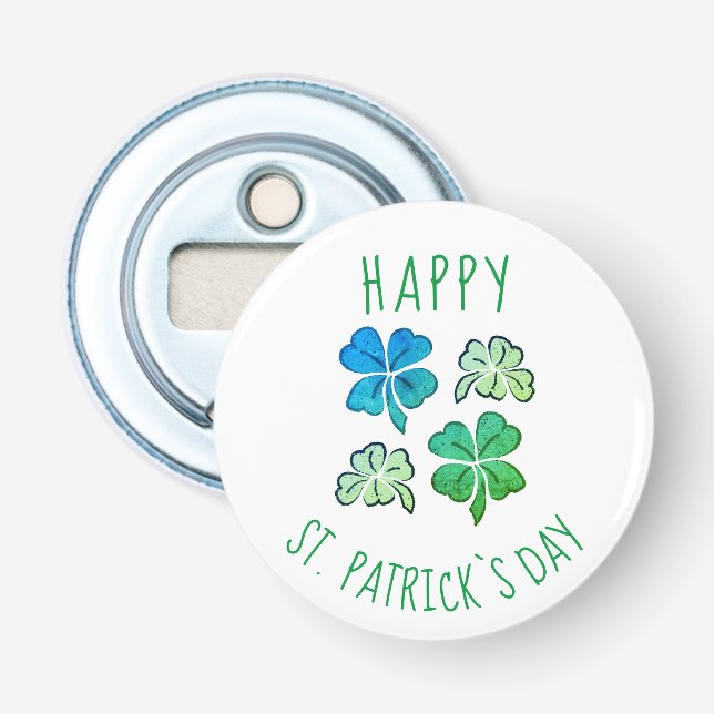 Lucky Kleeblatt Clover Happy St Patrick`s Day Flaschenöffner (Vorderseite)