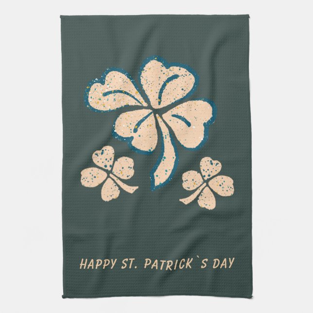 Lucky Kleeblatt Clover Happy St Patrick`s Day Geschirrtuch (Vertikal)