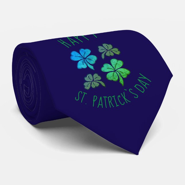 Lucky Kleeblatt Clover Happy St Patrick`s Day Krawatte (Gerollt)
