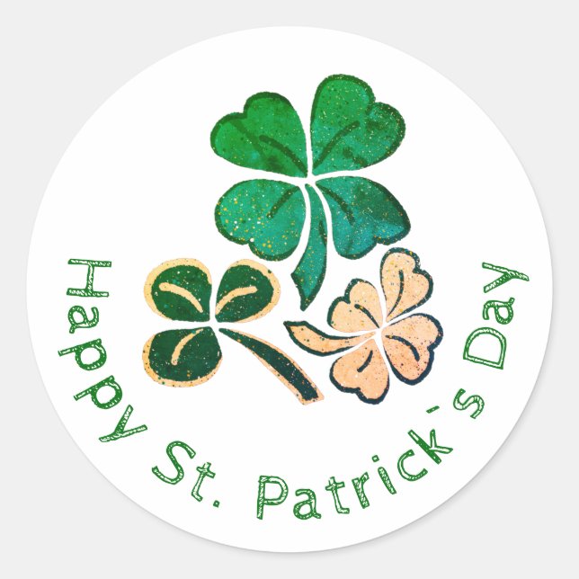 Lucky Kleeblatt Clover Happy St Patrick`s Day Runder Aufkleber (Vorderseite)