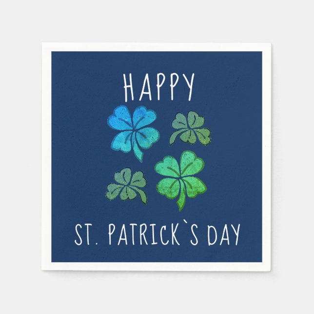 Lucky Kleeblatt Clover Happy St Patrick`s Day Serviette (Vorderseite)