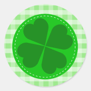 Lucky Kleeblatt Green Checked Runder Aufkleber