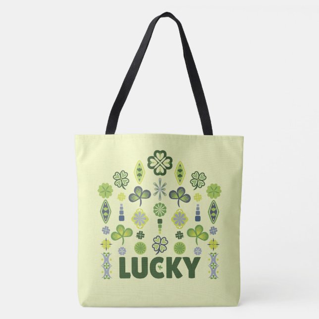 Lucky Kleeblatt Kleber Minimales Muster Gelb Tasche (Vorderseite)