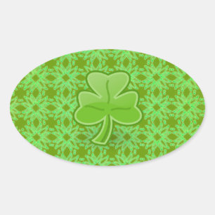 Lucky Kleeblatt Ovaler Aufkleber