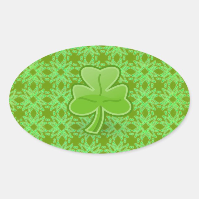 Lucky Kleeblatt Ovaler Aufkleber (Vorderseite)