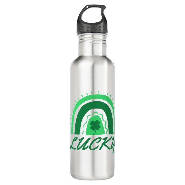 Lucky Kleeblatt Rainbow Edelstahlflasche (Vorderseite)