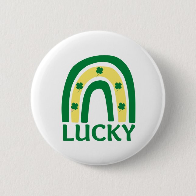 Lucky Kleeblatt Rainbow St Patricks Button (Vorderseite)
