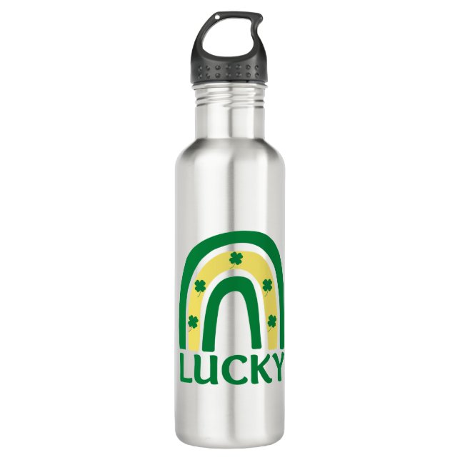 Lucky Kleeblatt Rainbow St Patricks Edelstahlflasche (Vorderseite)