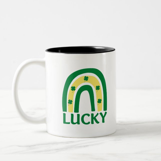 Lucky Kleeblatt Rainbow St Patricks Zweifarbige Tasse (Links)