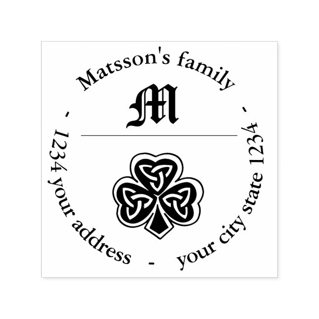 Lucky Kleeblatt Rücksendeadresse Monogramm Permastempel (Design)