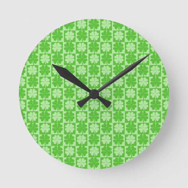 Lucky Kleeblatt Runde Wanduhr (Vorderseite)