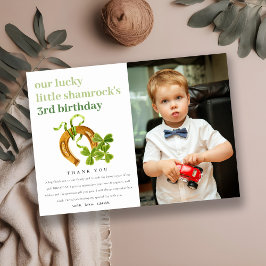 Lucky Kleeblatt St Patrick Day Kinder Foto Geburts Dankeskarte