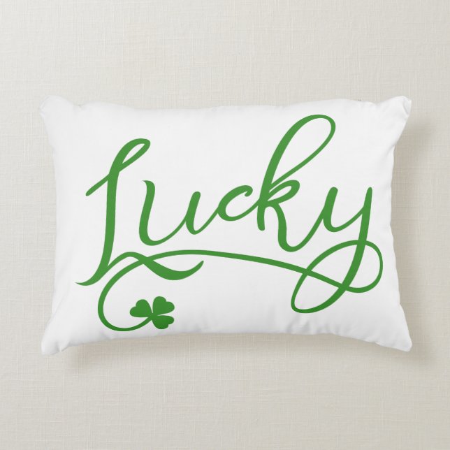 Lucky Kleeblatt St Patricks Day Dekokissen (Vorderseite)