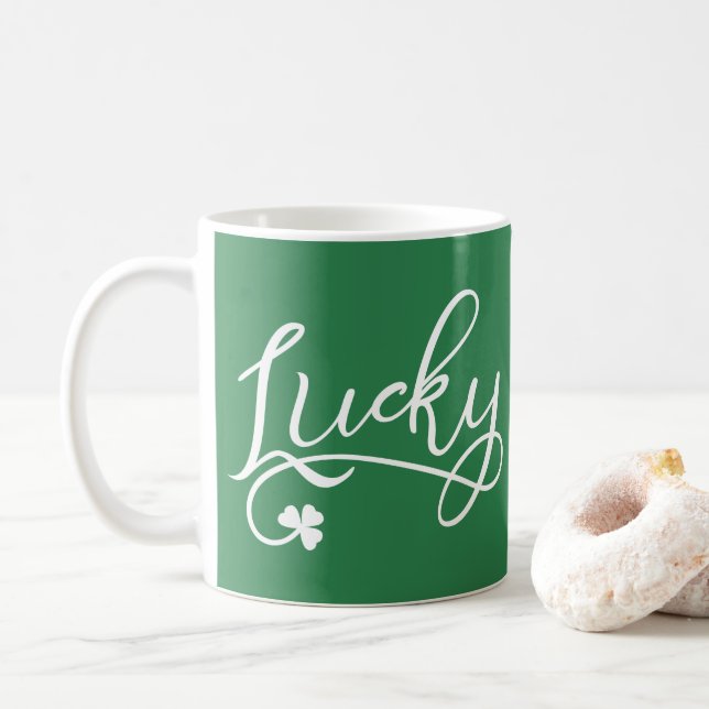Lucky Kleeblatt St Patricks Day Kaffeetasse (Mit Donut)