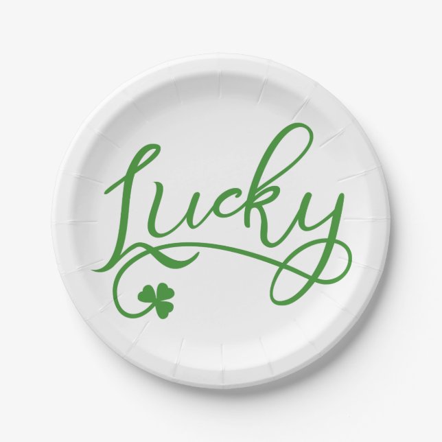 Lucky Kleeblatt St Patricks Day Pappteller (Vorderseite)