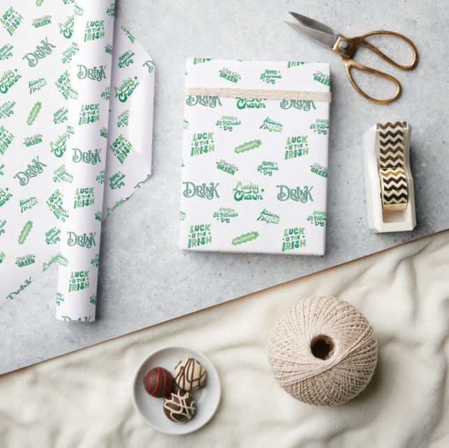 Lucky Kleeblatt St. Patrick's Day Pattern Geschenkpapier (Kunsthandwerk)