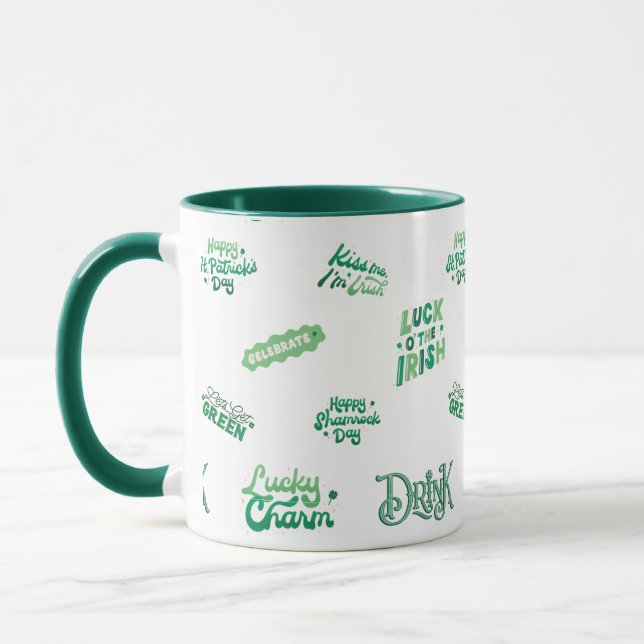 Lucky Kleeblatt St. Patrick's Day Pattern Tasse (Links)