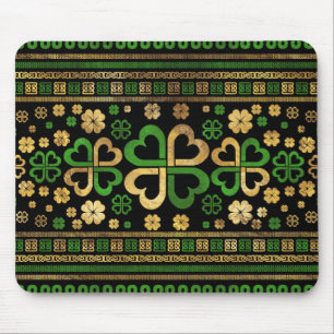 Lucky Kleeblatt Vier-Blatt Kleber Grün und Gold Mousepad