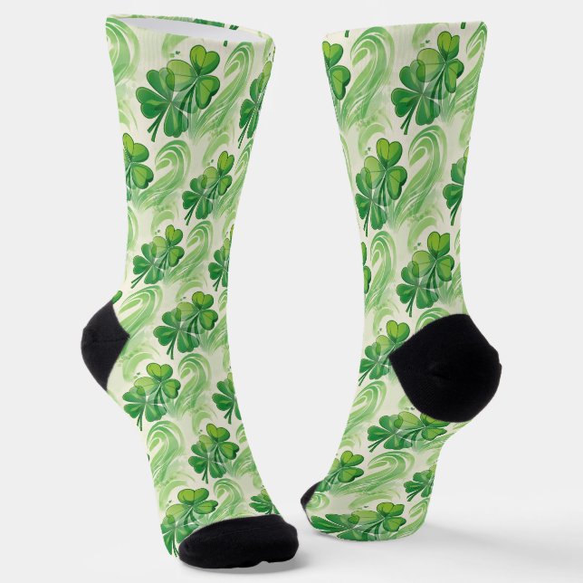 Lucky Kleeblatt Wirbel Vierblättriges Kleeblatt Socken (Gewinkelt)